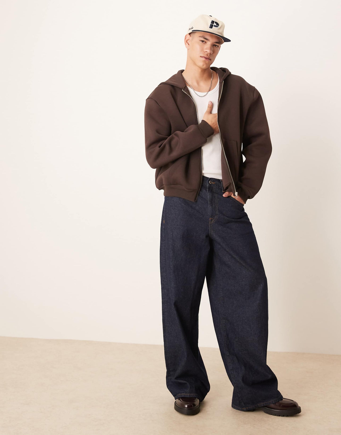 Heavyweight Boxy Oversized Zip Through Scuba Hoodie