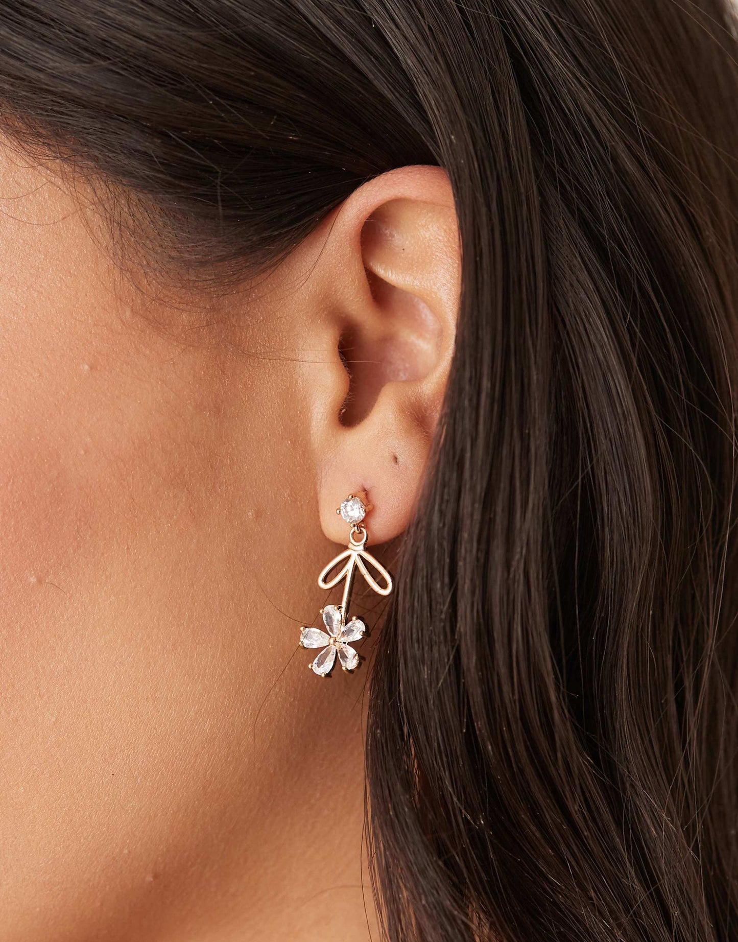 Crystal Flower Drop Earrings