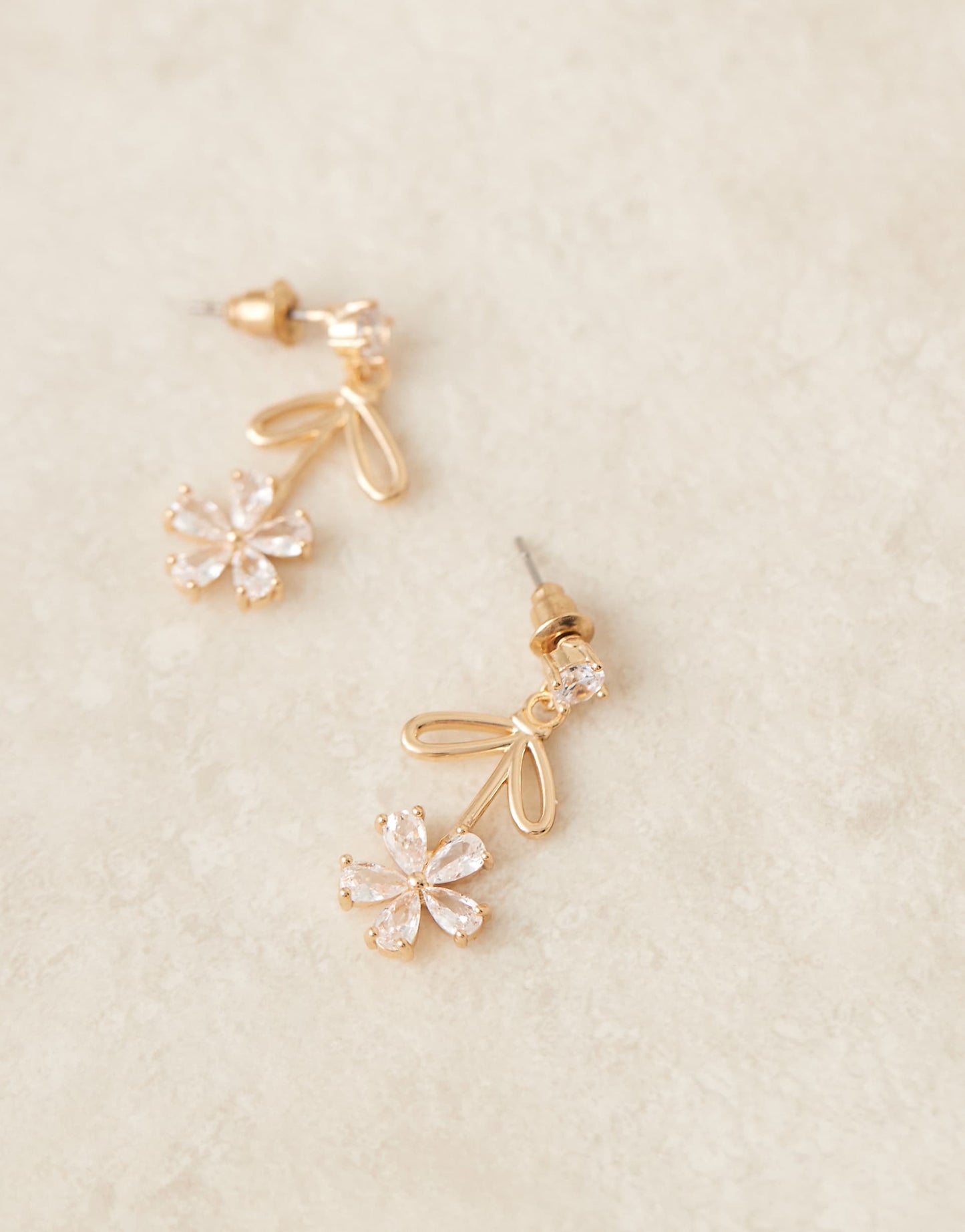 Crystal Flower Drop Earrings