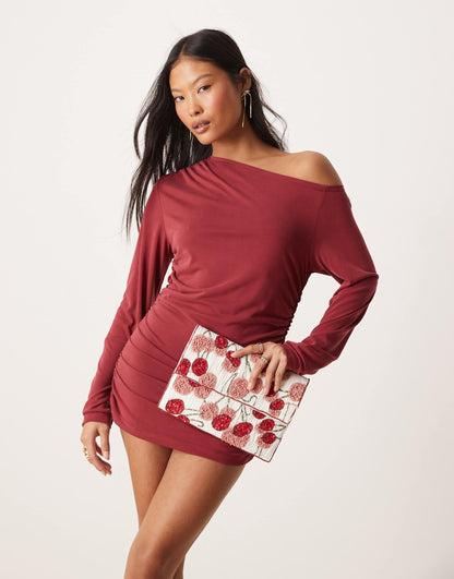 Cherry Beaded Envelope Clutch Bag