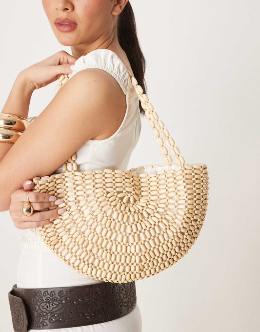 Beaded Half Moon Shoulder Bag