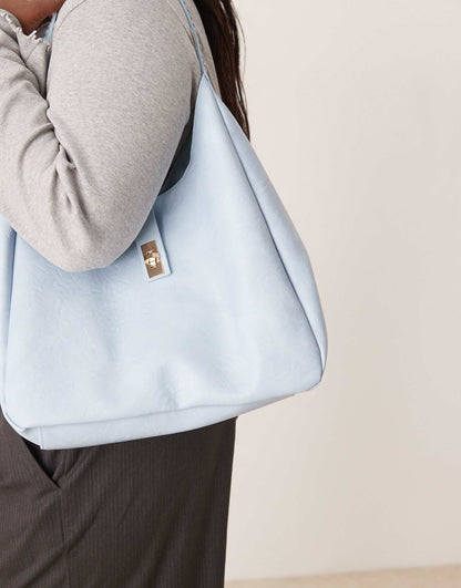 Slouch Clasp Detail Large Tote Bag