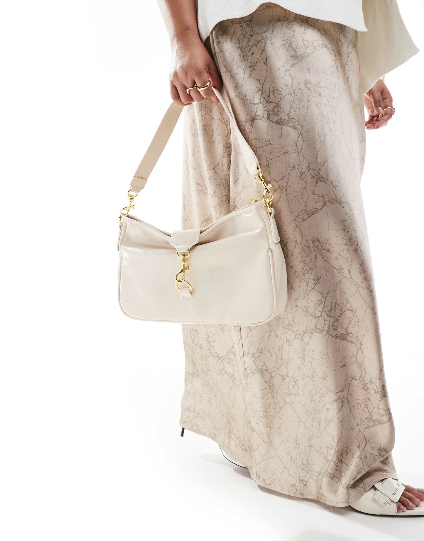 Slouch Shoulder Bag With Gold Clasp