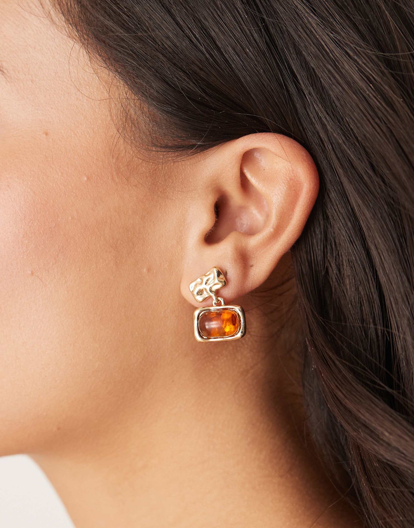 Amber Stone Drop Earrings