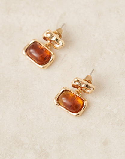 Amber Stone Drop Earrings