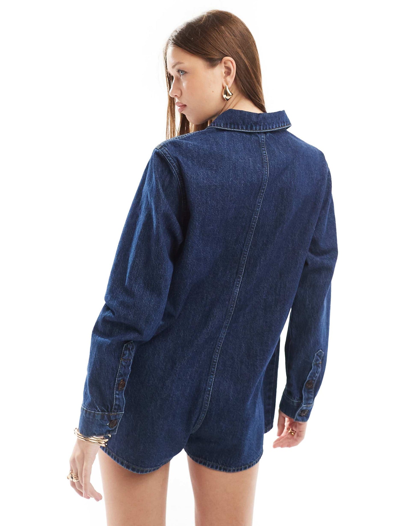 Denim Long Sleeve Romper