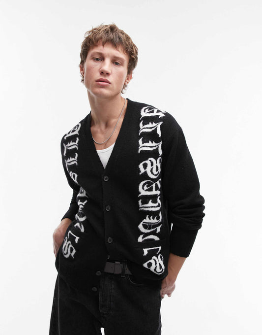 Scripture Logo Knit Cardigan