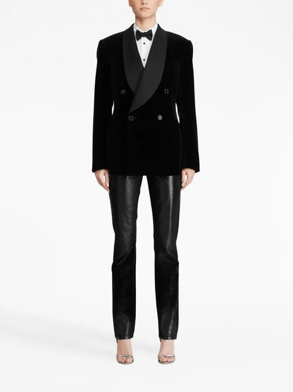 Double-Breasted Velvet Blazer