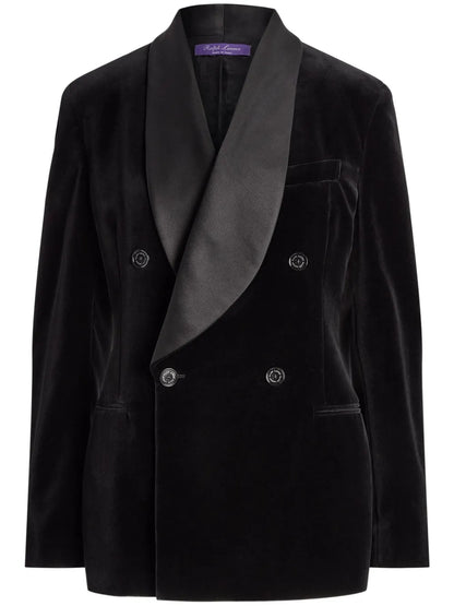 Double-Breasted Velvet Blazer