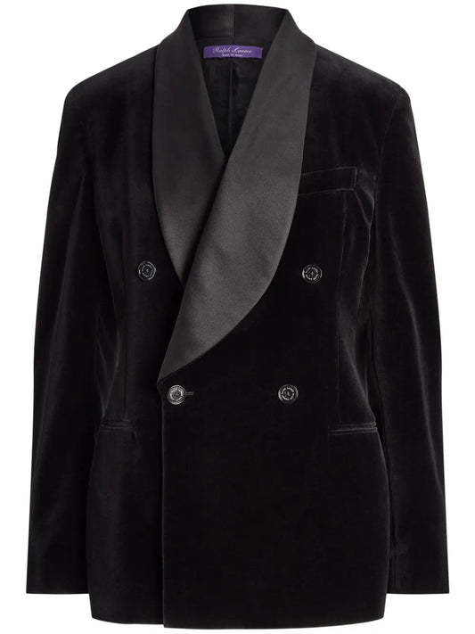 Double-Breasted Velvet Blazer