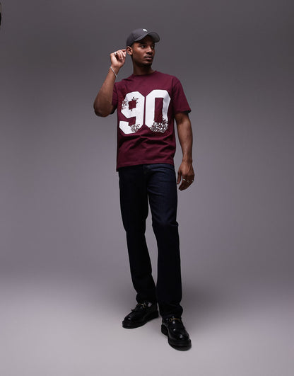 Premium Oversized Fit T-Shirt With 90 Floral Print And Embroidery