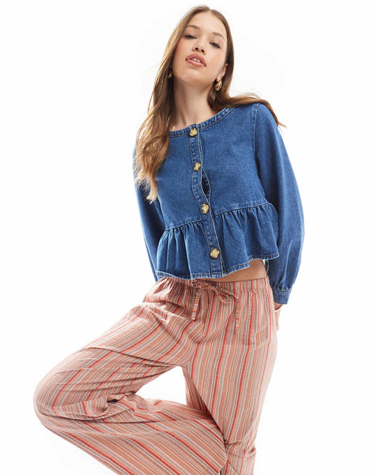 Button Through Collarless Shirt