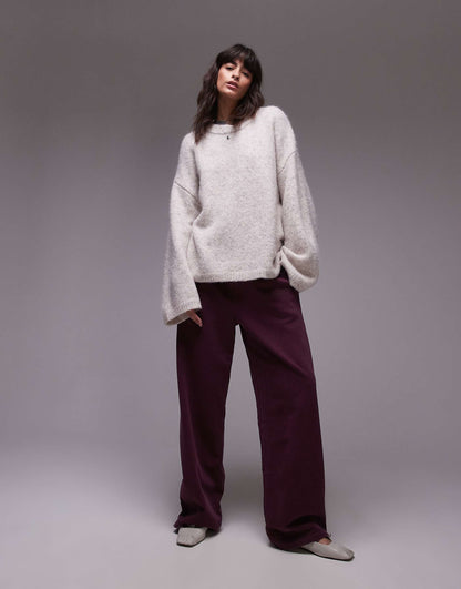 Knitted Boxy Fluffy Crew Oversized Jumper