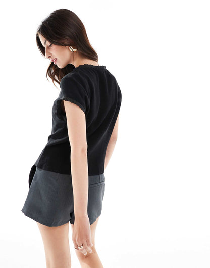 Fitted Cap Sleeve Blouse