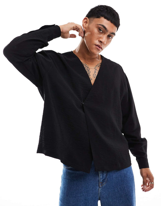Oversized Boxy Wrap Shirt