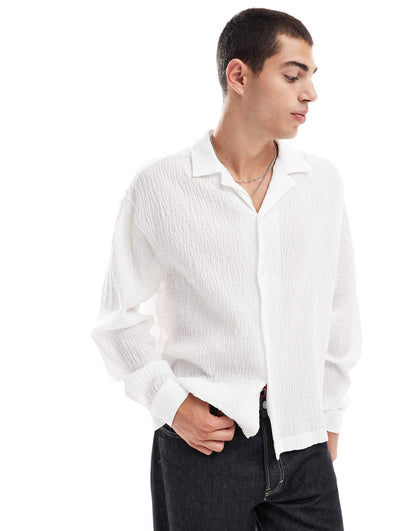 Oversized Boxy Seersucker Shirt