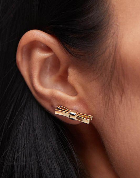 Gold Plated Bow Stud Earrings