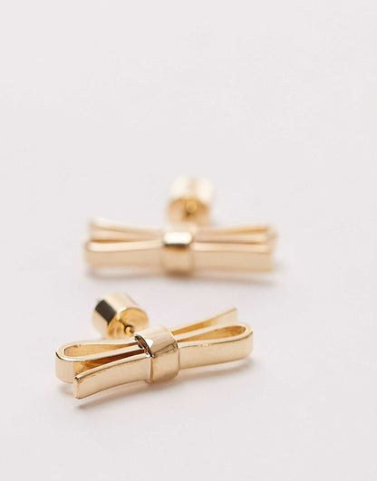 Gold Plated Bow Stud Earrings