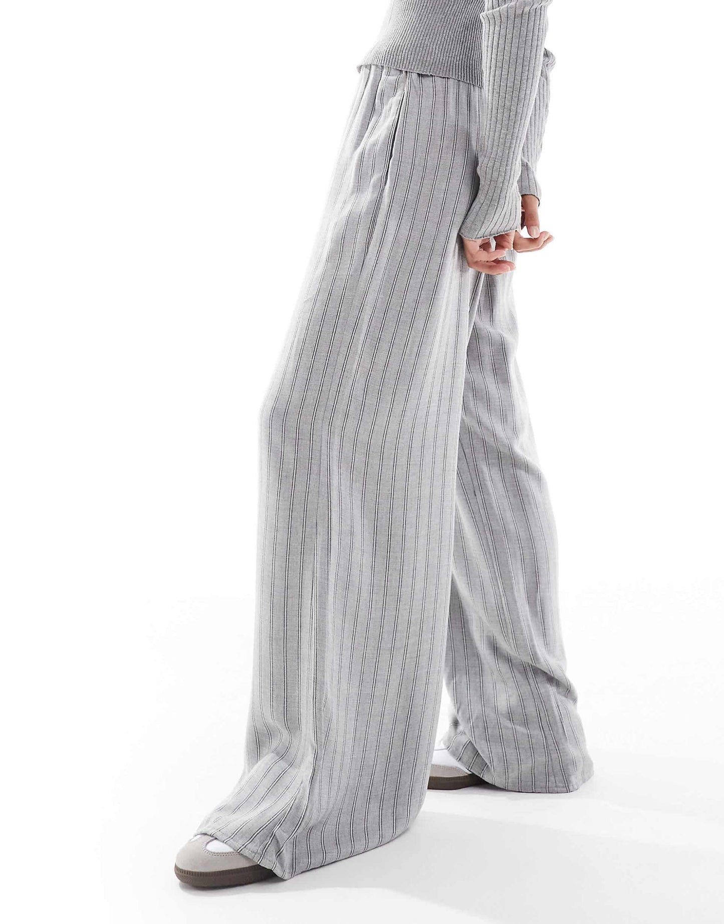 Petite Drawstring Waist Wide Leg Trousers