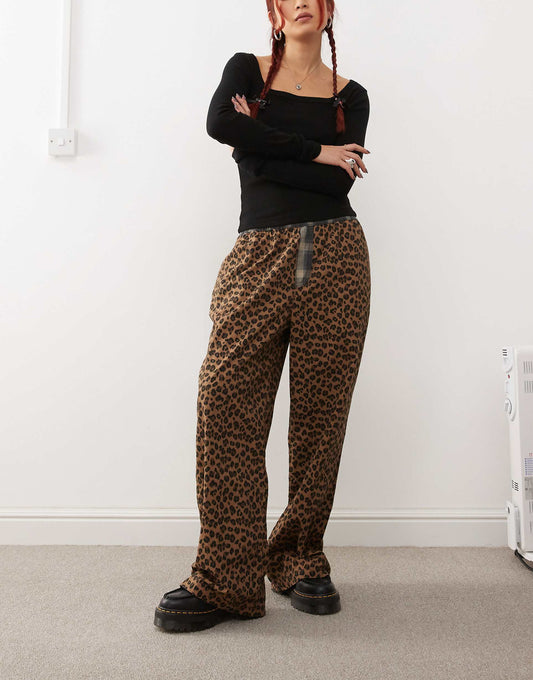 Leopard Print Pull On Trouser With Contrast Waist