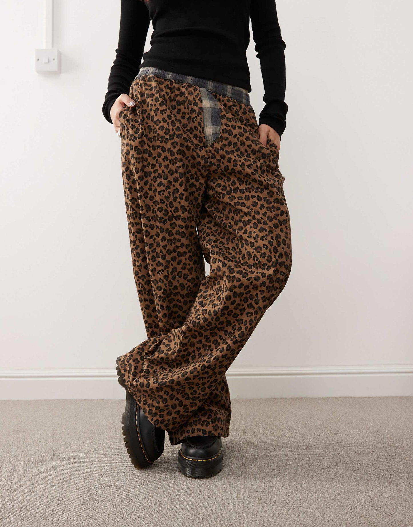 Leopard Print Pull On Trouser With Contrast Waist