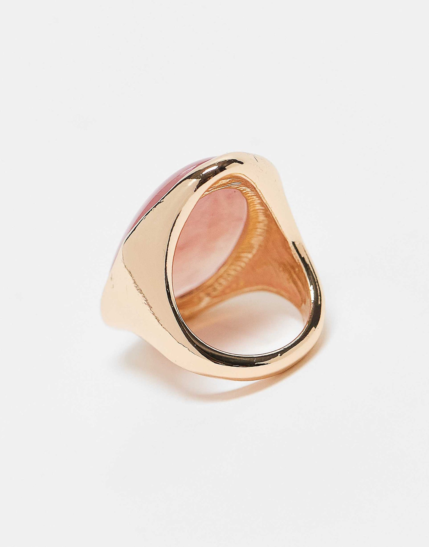 Ring With Pink Faux Semi Precious Style Stone