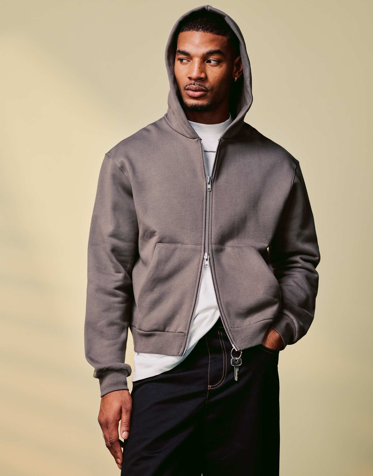 Premium Heavyweight Boxy Oversized Zip Through Hoodie 400Gsm