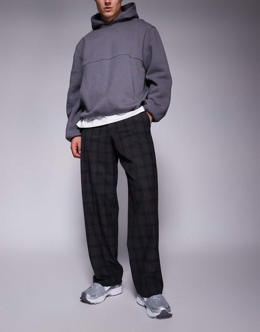 Smart Wide Leg Trouser With Check