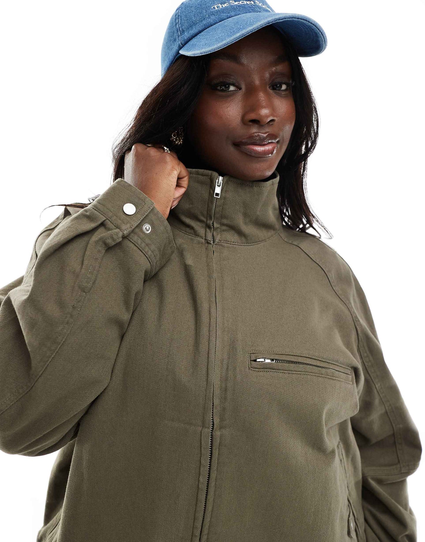 Curve Oversized Twill Funnel Neck Jacket