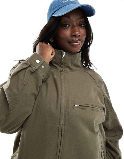 Curve Oversized Twill Funnel Neck Jacket