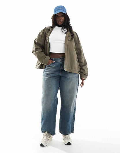 Curve Oversized Twill Funnel Neck Jacket