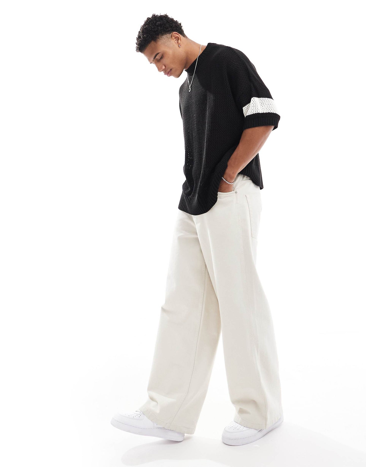 Oversized Boxy Textured T-Shirt With Number Print