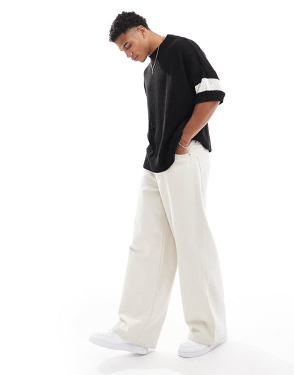 Oversized Boxy Textured T-Shirt With Number Print