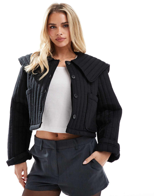 Petite Quilted Jacket With Collar