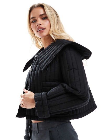 Petite Quilted Jacket With Collar