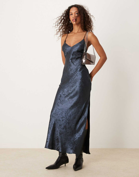 Metallic Strappy Maxi Dress