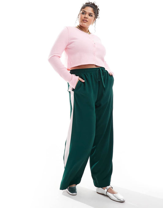 Curve Pull On Trousers With Contrast Panel