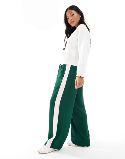 Petite Pull On Trousers With Contrast Panel