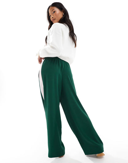 Petite Pull On Trousers With Contrast Panel