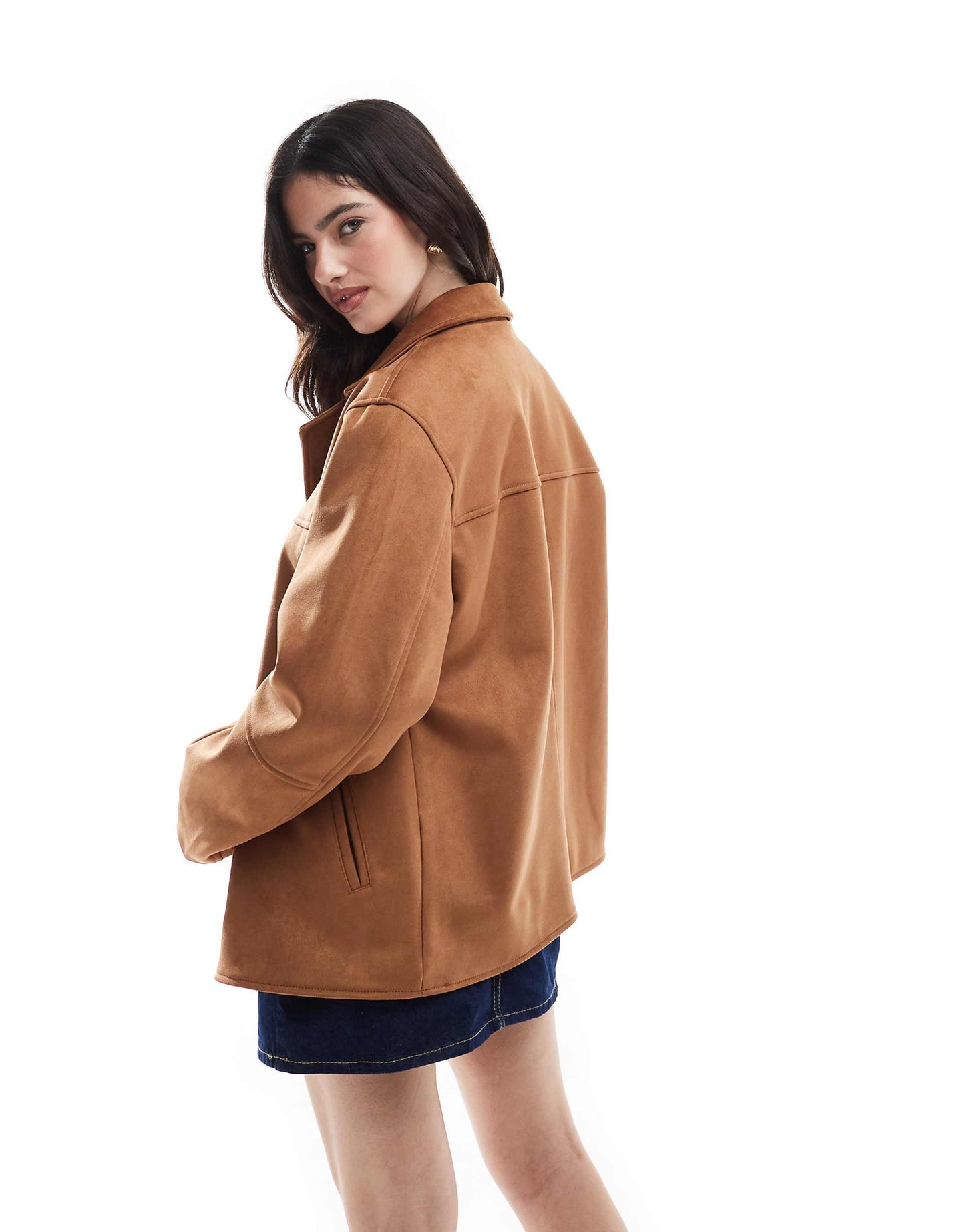Faux Suede Button Front Jacket