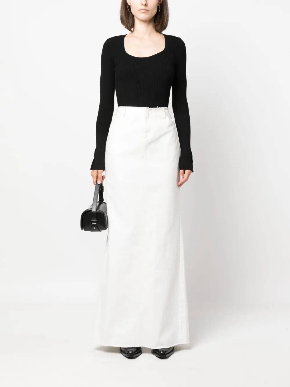 Scoop-Neck Ribbed-Knit Top