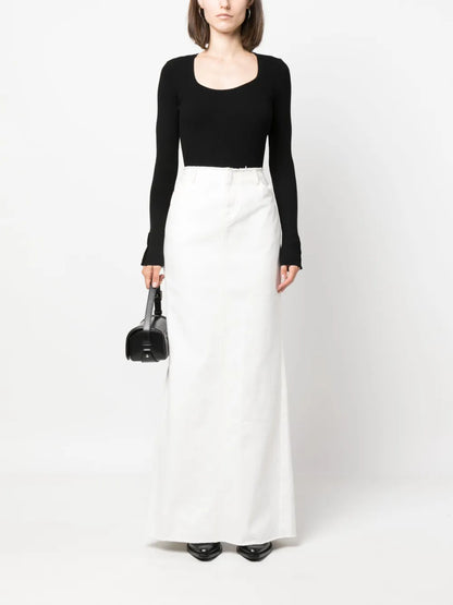 Scoop-Neck Ribbed-Knit Top