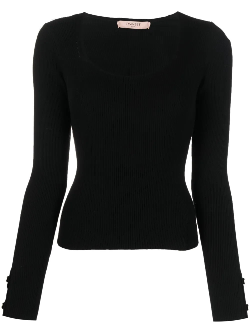 Scoop-Neck Ribbed-Knit Top