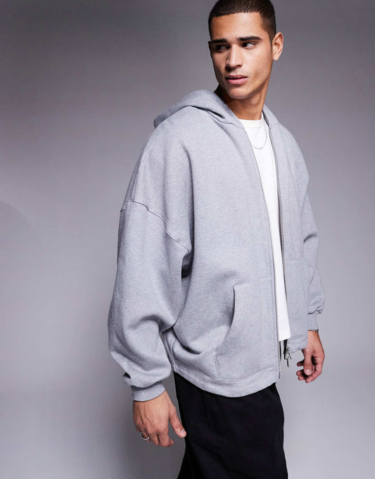 Premium Heavyweight Oversized Zip Through Hoodie 400Gsm With Fixed Hem