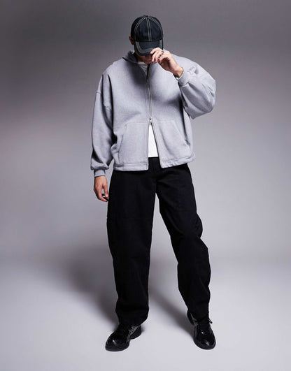 Premium Heavyweight Oversized Zip Through Hoodie 400Gsm With Fixed Hem