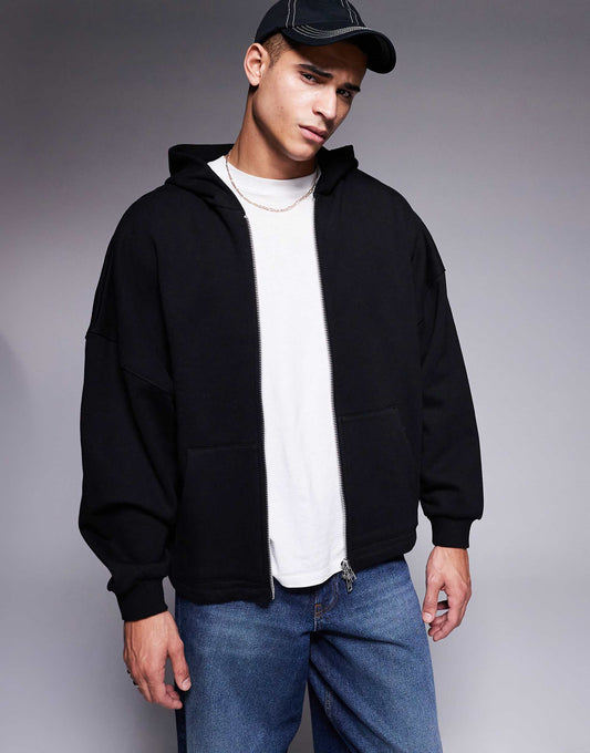 Premium Heavyweight Oversized Zip Through Hoodie 400Gsm With Fixed Hem