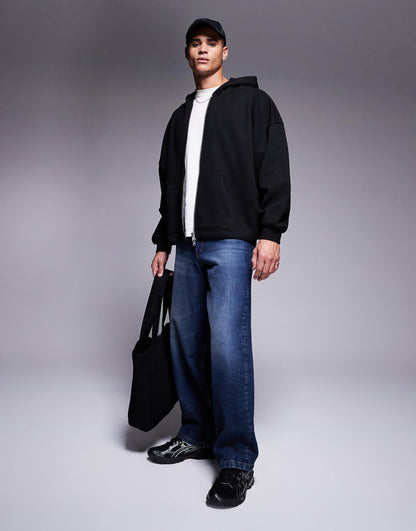 Premium Heavyweight Oversized Zip Through Hoodie 400Gsm With Fixed Hem