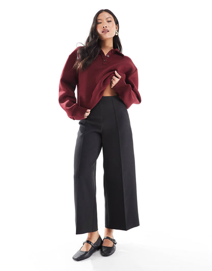 Petite Tailored Clean Ankle Grazer Wide Leg Trousers