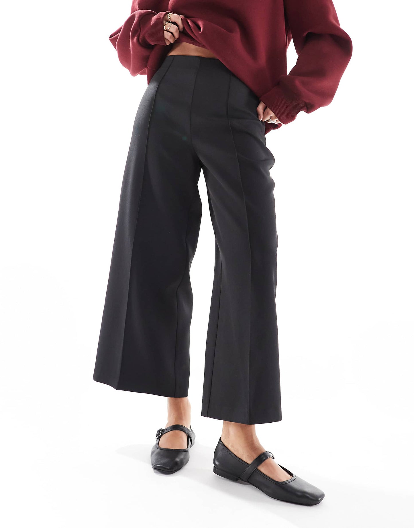 Petite Tailored Clean Ankle Grazer Wide Leg Trousers