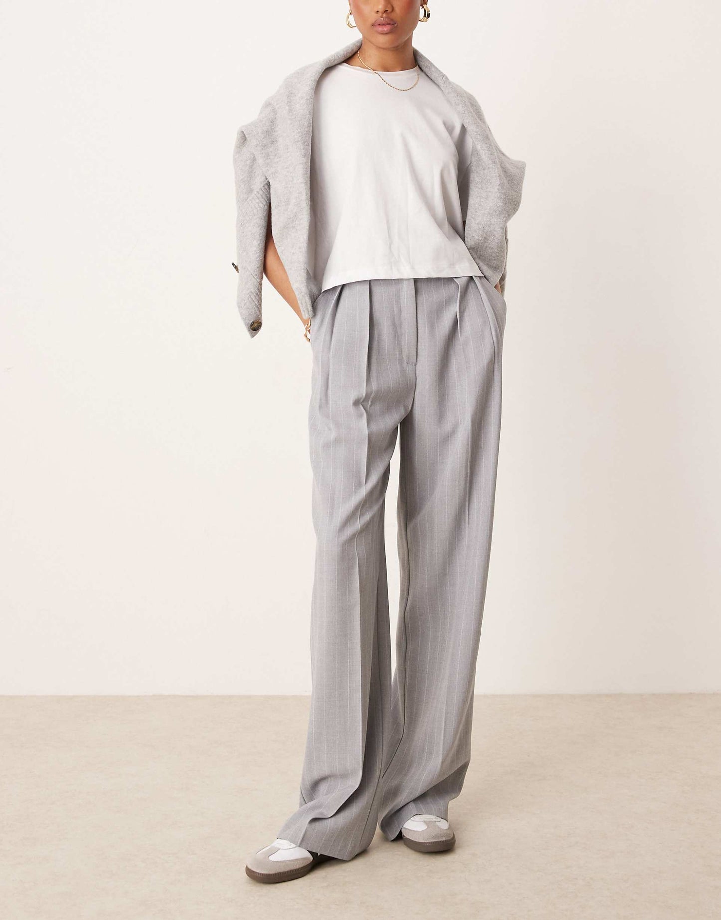 Tall Tailored Wide Leg Trousers With Pleat Detail